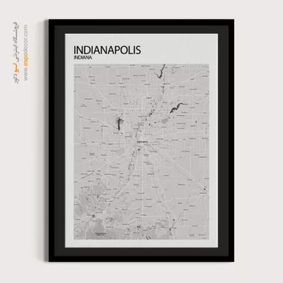 تابلو نقشه دیواری ایندیاناپولیس - ایندیاناپولیس – تابلو نقشه شهرهای جهان - اسپو دکور