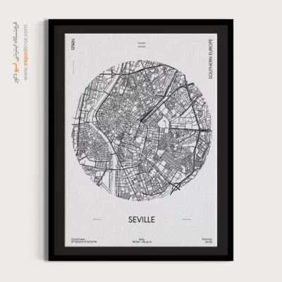 تابلو هنری نقشه سویل اسپانیا - سویل اسپانیا – تابلو نقشه شهرهای جهان - اسپو دکور