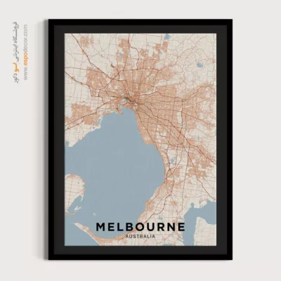 تابلو نقشه مینیمال ملبورن استرالیا - ملبورن استرالیا – تابلو نقشه شهرهای جهان - اسپو دکور