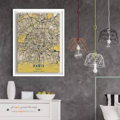 خرید تابلو نقشه مدرن پاریس - پاریس – تابلو نقشه شهرهای جهان - اسپو دکور