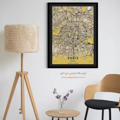 خرید تابلو نقشه مدرن پاریس - پاریس – تابلو نقشه شهرهای جهان - اسپو دکور