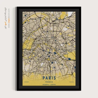 خرید تابلو نقشه مدرن پاریس - پاریس – تابلو نقشه شهرهای جهان - اسپو دکور
