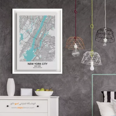 خرید تابلو نقشه نیویورک سیتی - نیویورک سیتی – تابلو نقشه شهرهای جهان - اسپو دکور