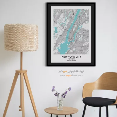 خرید تابلو نقشه نیویورک سیتی - نیویورک سیتی – تابلو نقشه شهرهای جهان - اسپو دکور