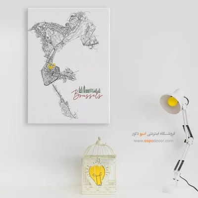 خرید تابلو نقشه مینیمال بروکسل