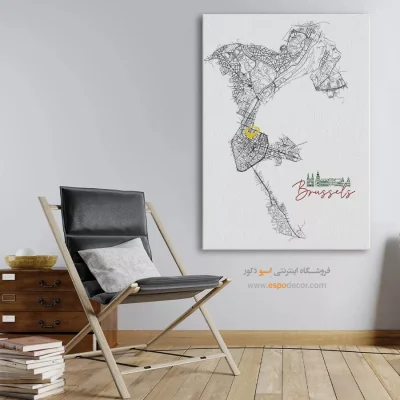 خرید تابلو نقشه مینیمال بروکسل