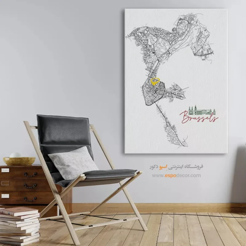 خرید تابلو نقشه مینیمال بروکسل