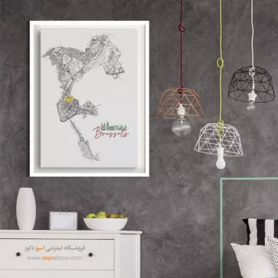 خرید تابلو نقشه مینیمال بروکسل - بروکسل – تابلو نقشه شهرهای جهان - اسپو دکور