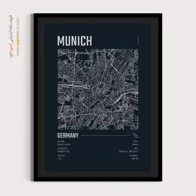 تابلو نقشه شهرهای اروپا - ‏munich  – تابلو نقشه شهرهای جهان - اسپو دکور