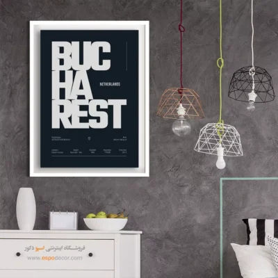 خرید تابلو تایپوگرافی انگلیسی نقشه - ‏bucharest netherlands  – تابلو نقشه شهرهای جهان - اسپو دکور
