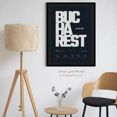 خرید تابلو تایپوگرافی انگلیسی نقشه - ‏bucharest netherlands  – تابلو نقشه شهرهای جهان - اسپو دکور