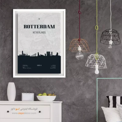 تابلو دکوراتیو نقشه - ‏rotterdam netherlands  – تابلو نقشه شهرهای جهان - اسپو دکور