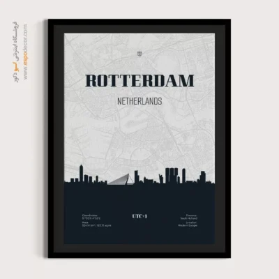 تابلو دکوراتیو نقشه - ‏rotterdam netherlands  – تابلو نقشه شهرهای جهان - اسپو دکور