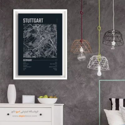 تابلو دیواری نقشه اشتوتگارت - ‏stuttgart  – تابلو نقشه شهرهای جهان - اسپو دکور