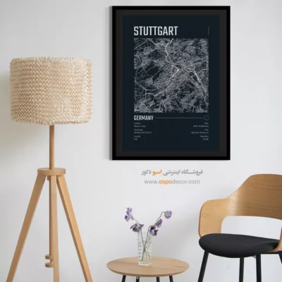 تابلو دیواری نقشه اشتوتگارت - ‏stuttgart  – تابلو نقشه شهرهای جهان - اسپو دکور