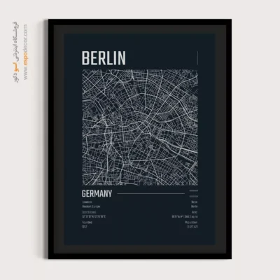 تابلو لوکس برای دفترکار - ‏berlin  – تابلو نقشه شهرهای جهان - اسپو دکور