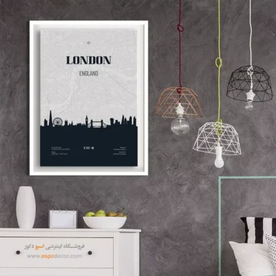 تابلو مدرن نقشه - ‏london england  – تابلو نقشه شهرهای جهان - اسپو دکور