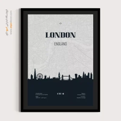 تابلو مدرن نقشه - ‏london england  – تابلو نقشه شهرهای جهان - اسپو دکور