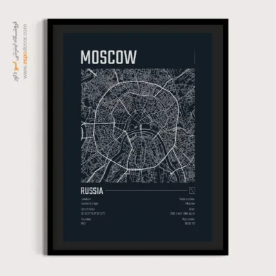 تابلو نقشه لوکس مسکو - ‏moscow  – تابلو نقشه شهرهای جهان - اسپو دکور