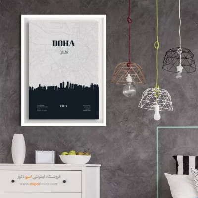 تابلو نقشه برای ترمینال مسافرتی - ‏doha  – تابلو نقشه شهرهای جهان - اسپو دکور