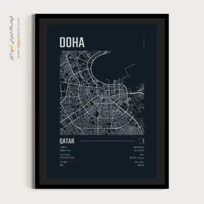 تابلو نقشه برای دفاتر فروش بلیط هواپیما - ‏doha qatar  – تابلو نقشه شهرهای جهان - اسپو دکور