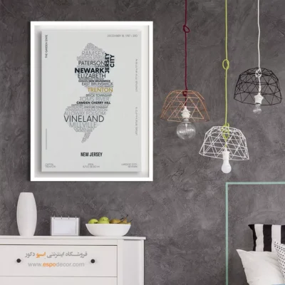 تابلو نقشه با طراحی یونیک - new jersey state – تابلو نقشه شهرهای جهان - اسپو دکور