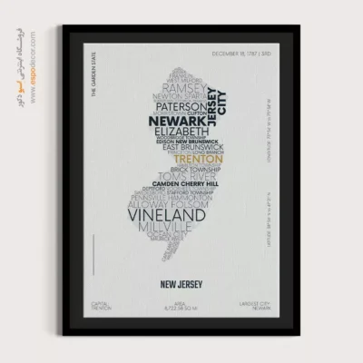 تابلو نقشه با طراحی یونیک - new jersey state – تابلو نقشه شهرهای جهان - اسپو دکور