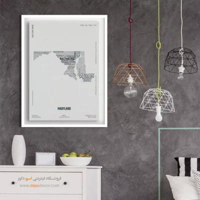 تابلو مناسب دفتر مهندسی - ‏maryland state  – تابلو نقشه شهرهای جهان - اسپو دکور