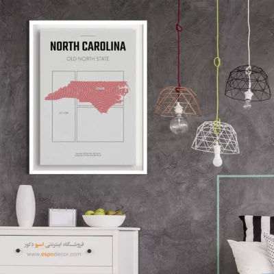 خرید تابلو برای دفتر کار - ‏north carolina  – تابلو نقشه شهرهای جهان - اسپو دکور