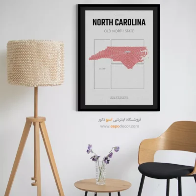 خرید تابلو برای دفتر کار - ‏north carolina  – تابلو نقشه شهرهای جهان - اسپو دکور