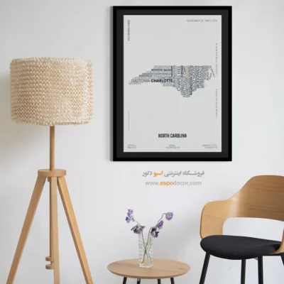 تابلو نقشه برای اتاق کار شرکت - ‏north carolina state  – تابلو نقشه شهرهای جهان - اسپو دکور