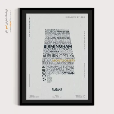 تابلو نقشه برای شرکت - ‏alabama state  – تابلو نقشه شهرهای جهان - اسپو دکور