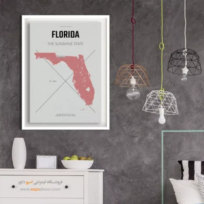 تابلو نقشه برای شرکت‌های گردشگری - ‏florida  – تابلو نقشه شهرهای جهان - اسپو دکور