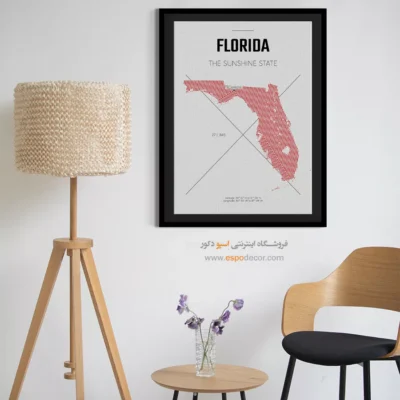 تابلو نقشه برای شرکت‌های گردشگری - ‏florida  – تابلو نقشه شهرهای جهان - اسپو دکور