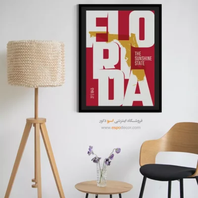 تابلو دکوراتیو برای معماران - ‏the sunshine state  – تابلو نقشه شهرهای جهان - اسپو دکور