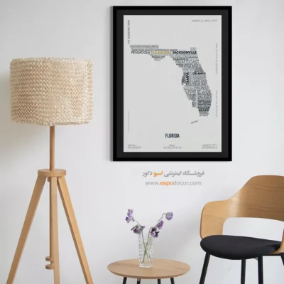 تابلو نقشه برای دفتر معماری - ‏florida state  – تابلو نقشه شهرهای جهان - اسپو دکور