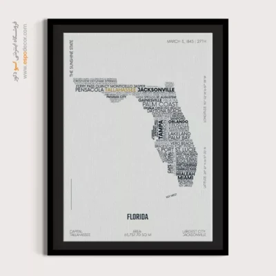 تابلو نقشه برای دفتر معماری - ‏florida state  – تابلو نقشه شهرهای جهان - اسپو دکور