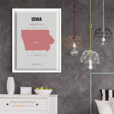 تابلو نقشه برای هتل - ‏iowa  – تابلو نقشه شهرهای جهان - اسپو دکور