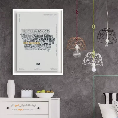 تابلو نقشه تایپوگرافی مدرن - ‏iowa state  – تابلو نقشه شهرهای جهان - اسپو دکور