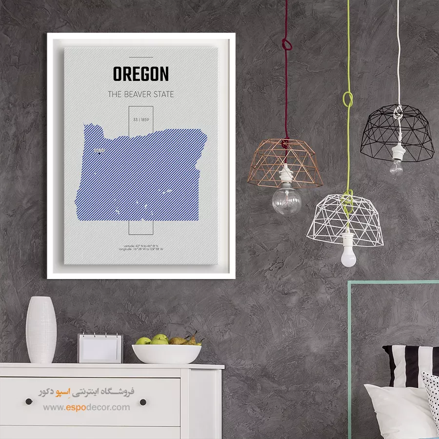 تابلو نقشه برای دفتر مدیر - oregon – تابلو نقشه شهرهای جهان - اسپو دکور