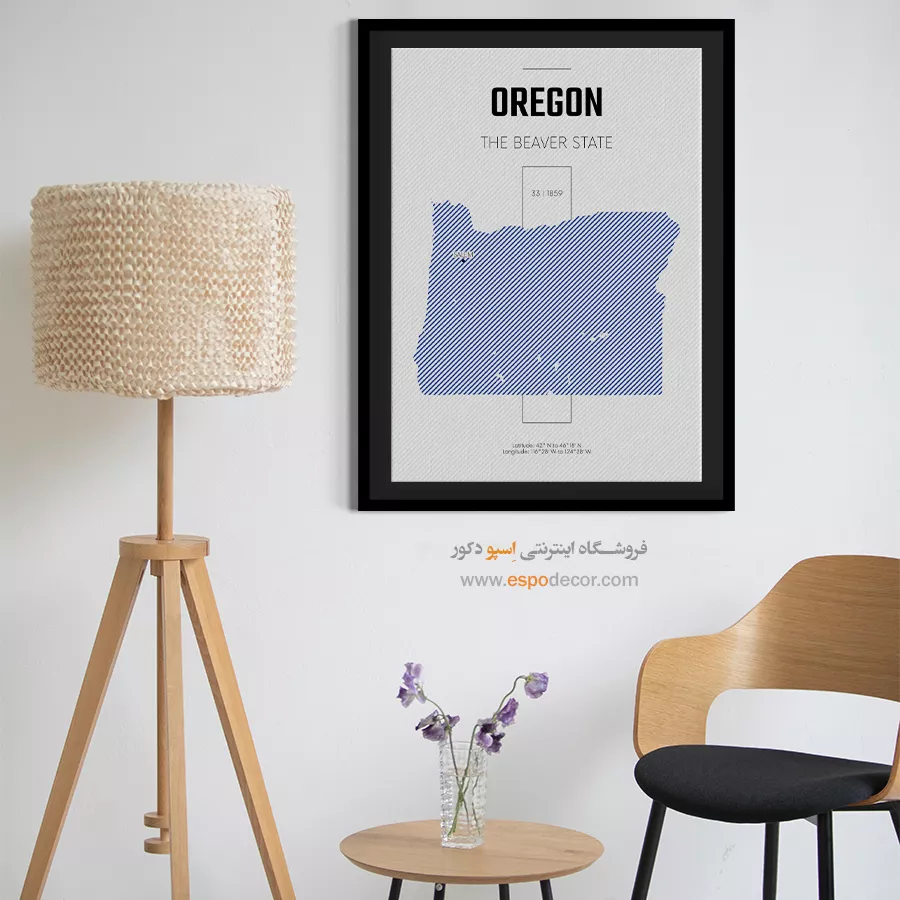 تابلو نقشه برای دفتر مدیر - oregon – تابلو نقشه شهرهای جهان - اسپو دکور