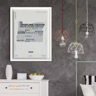 تابلو نقشه تایپوگرافی - ‏oregon state  – تابلو نقشه شهرهای جهان - اسپو دکور