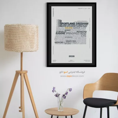 تابلو نقشه تایپوگرافی - ‏oregon state  – تابلو نقشه شهرهای جهان - اسپو دکور