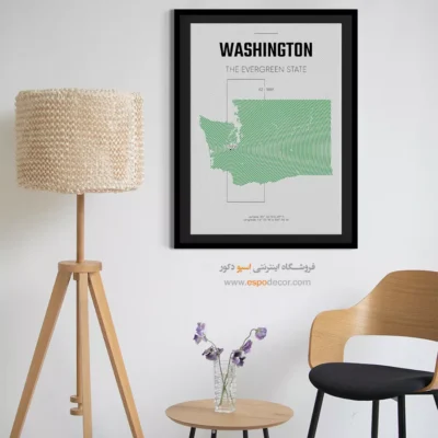 تابلو نقشه مینیمال واشنگتن - washington – تابلو نقشه شهرهای جهان - اسپو دکور