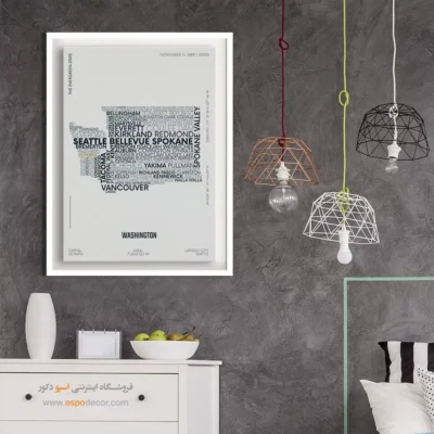 تابلو نقشه ست مناسب کافی‌شاپ - ‏washington state  – تابلو نقشه شهرهای جهان - اسپو دکور