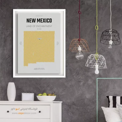 تابلو نقشه خطی - ‏new mexico  – تابلو نقشه شهرهای جهان - اسپو دکور