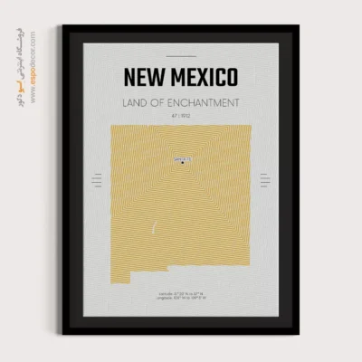 تابلو نقشه خطی - ‏new mexico  – تابلو نقشه شهرهای جهان - اسپو دکور
