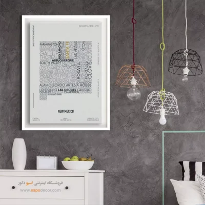 تابلو نقشه تایپوگرافی با طراحی خاص - ‏new mexico state  – تابلو نقشه شهرهای جهان - اسپو دکور