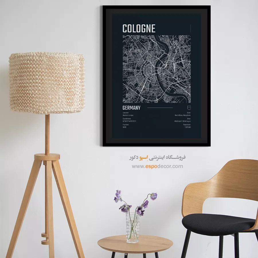 تابلو نقشه کلن آلمان - cologne – تابلو نقشه شهرهای جهان - اسپو دکور