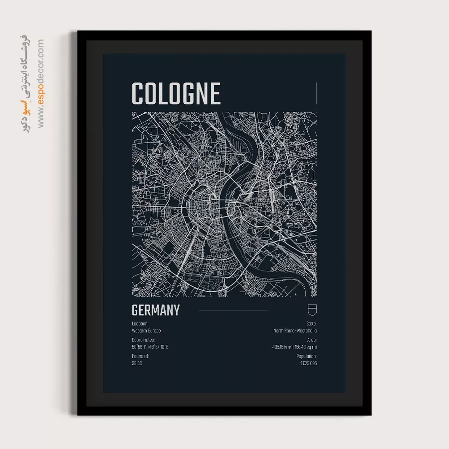 تابلو نقشه کلن آلمان - cologne – تابلو نقشه شهرهای جهان - اسپو دکور